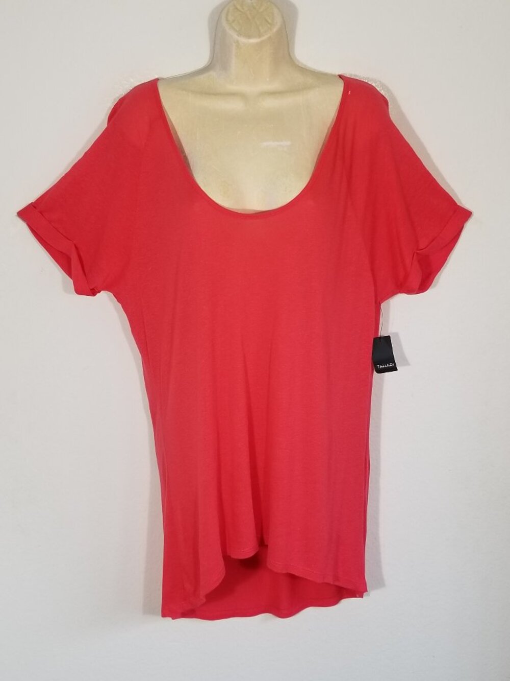 TAHARI Nico Knit Top Blouse Linen Orange Coral 7069E1M